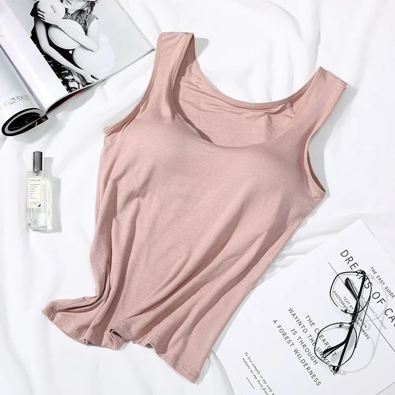 Women Slim Fit Tank Top with Built In Bra