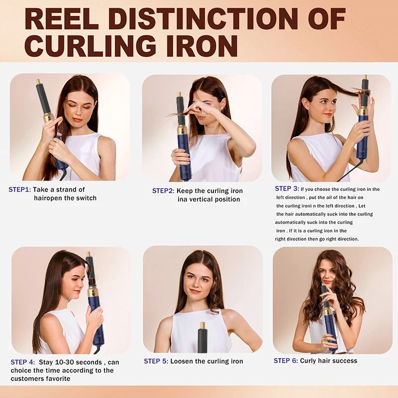 Professional Air Hair Styler, Low Noise Hair Tool, Curling Straightening System, Hair Drying Hot Air Brushes Kit