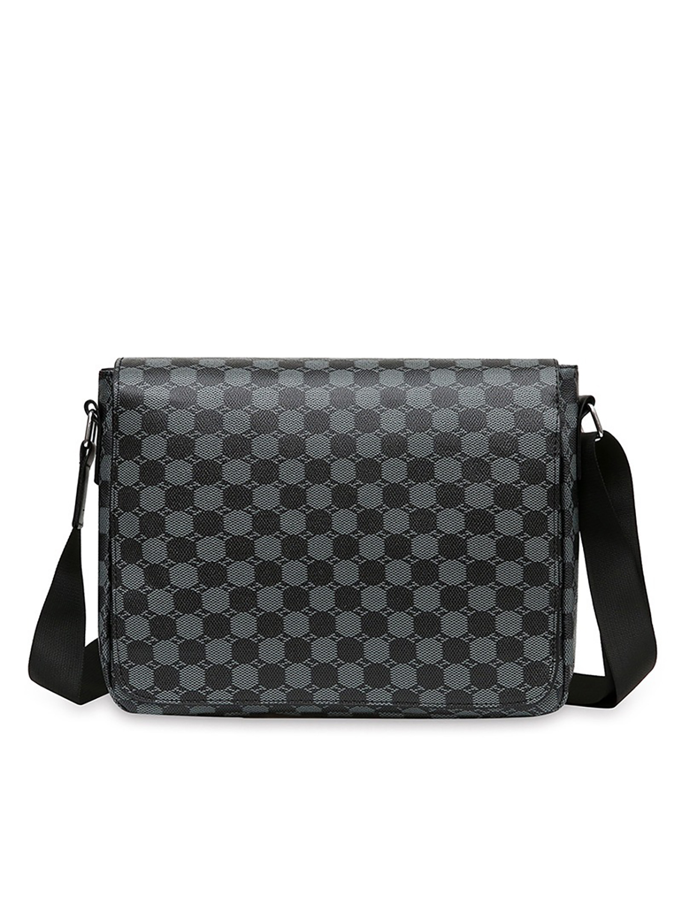 Mens Crossbody Business Briefcase Fashionable Plaid Large Capacity Shoulder Bag