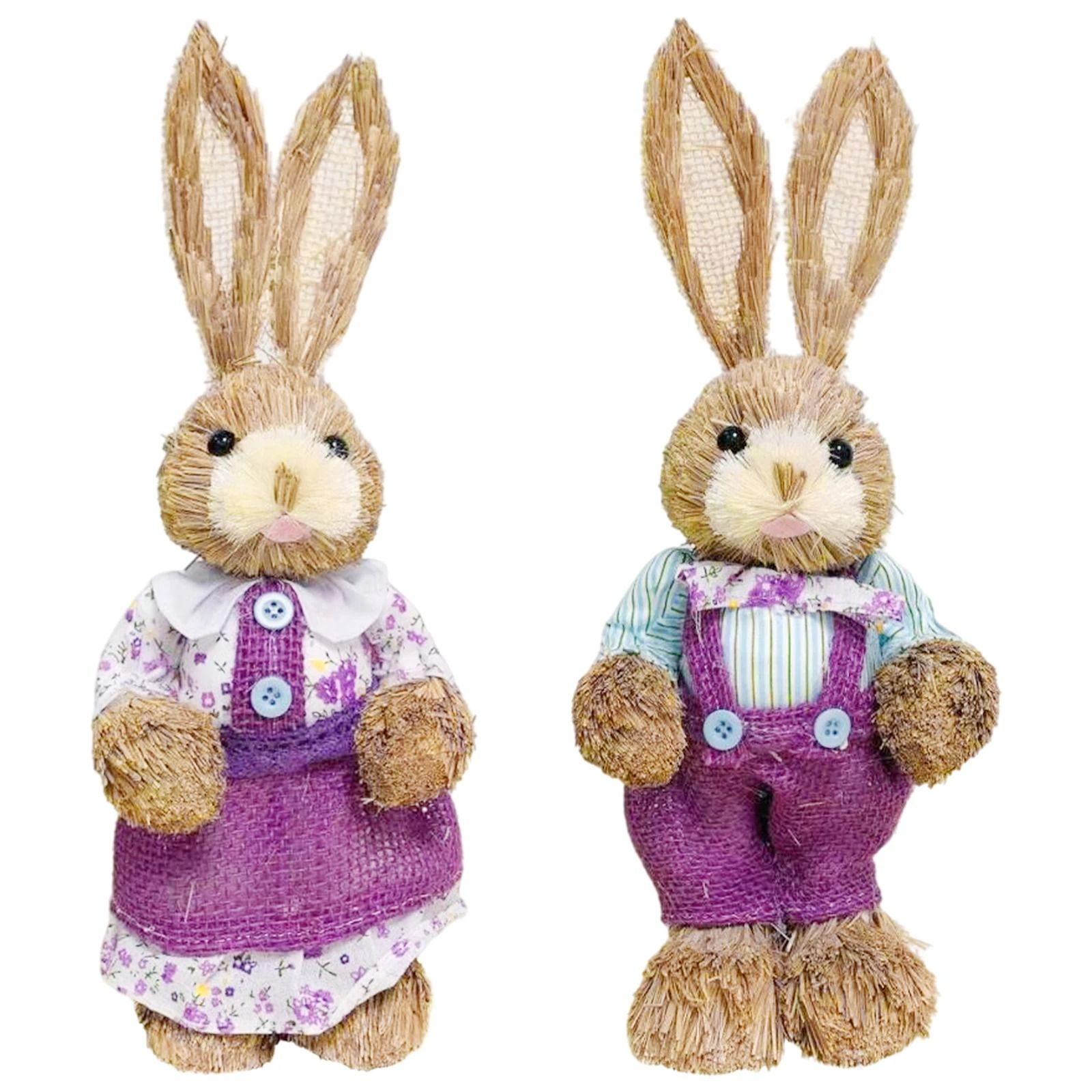 Easter Straw Rabbit Duo – High-Definition Artisanal Botanical Sculptures