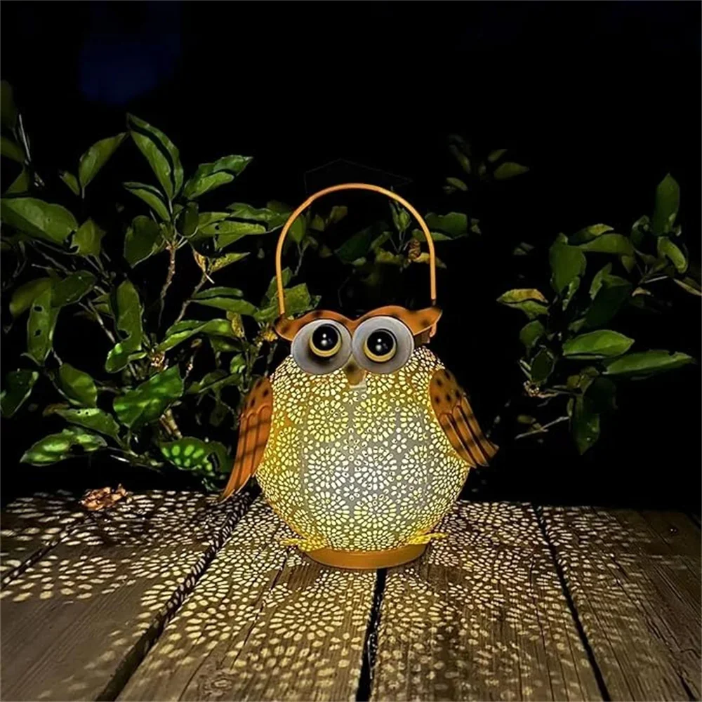 Owl Hanging Solar Lanterns, Waterproof Metal Decorative Solar Lights for Garden, Patio, Yard, Table, Pathway Outdoor
