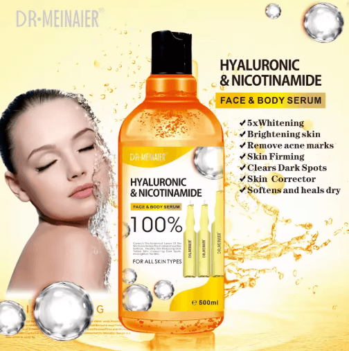 500ML Hyaluronic Acid Brightening Serum – Advanced hyaluronic acid serum with Niacinamide, Vitamin C & AHA