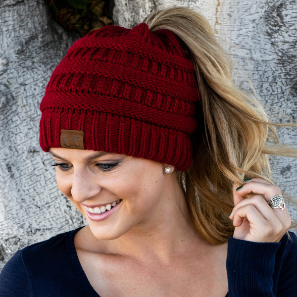 Chic Soft Knit Ponytail Beanie - Ideal for Active Lifestyles, Machine Washable, Cozy and Comfortable