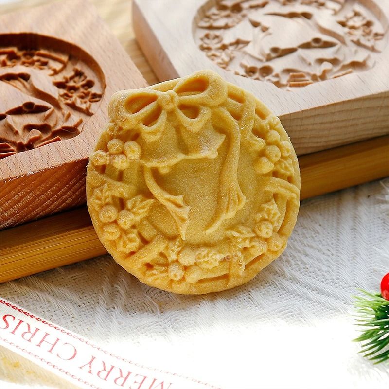 Christmas 3D Engraved Wooden Cookie Mold