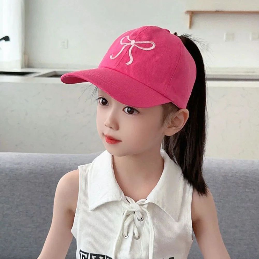 Kids High Ponytail Bowknot Baseball Cap