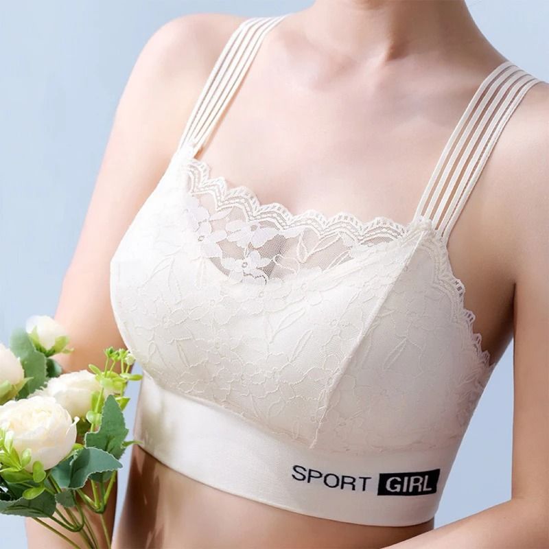 Premium Womens Lace Comfort Bralette - Sexy Wireless Vest Style Tube Top