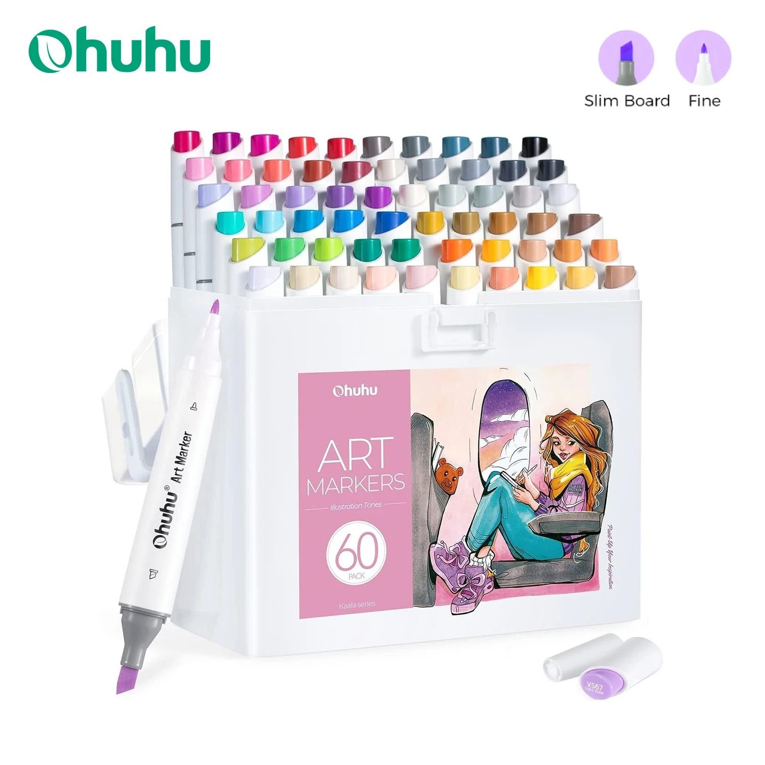 Ohuhu Kaala Professional Art Marker Set - Dual Tip Refillable Alcohol Markers
