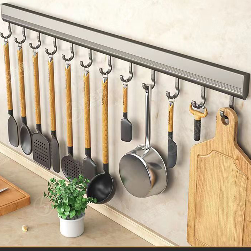 Punch Free Wall Mounted Hooks Rack for Kitchen Utensils, Towel, Coat, Bathroom Storage Multi-Purpose Hook Holder