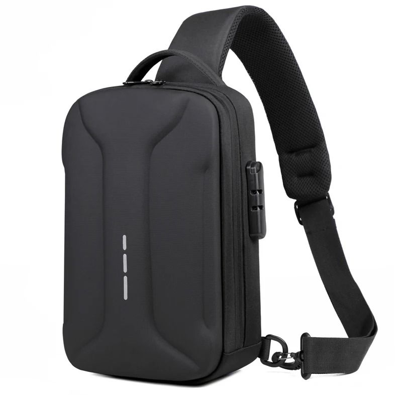 Anti Theft Crossbody Bag for Men Oxford Chest Sling With USB Charging Port and Lock
