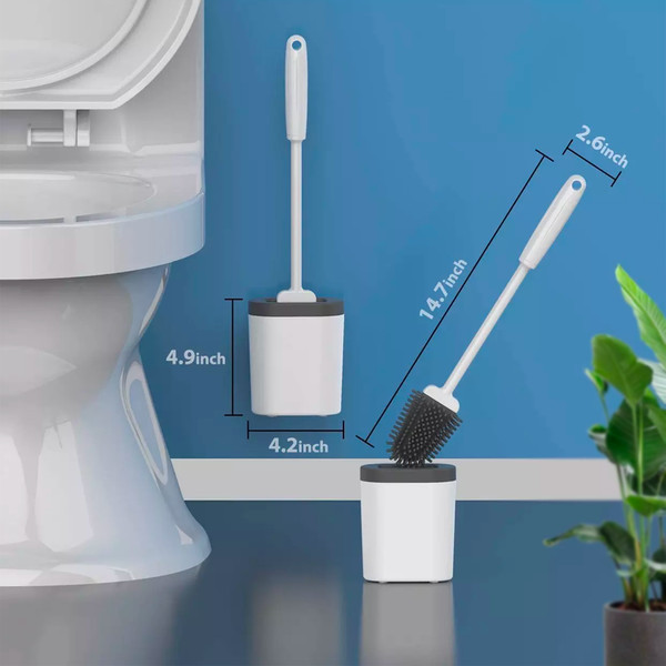 Next-Gen Clean - Revolutionary Flexible Silicone Toilet Brush with Holder, Wall-Mounted Design, Water-Repellant