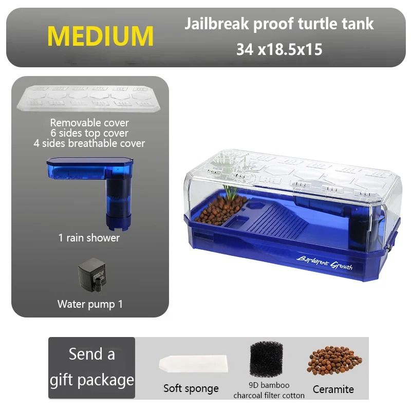 Transparency Turtle Tank House with Basking and Breeding Areas Reptile Habitat