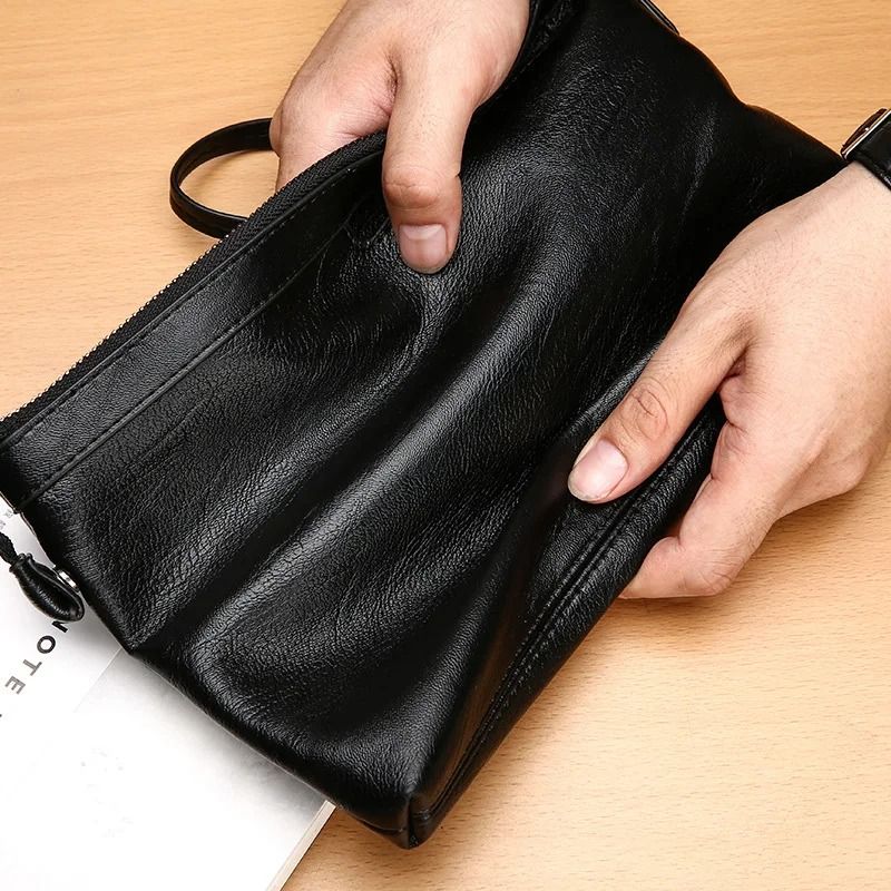Mens Clutch Bag PU Leather Wallet Business Envelope Phone Travel Pouch