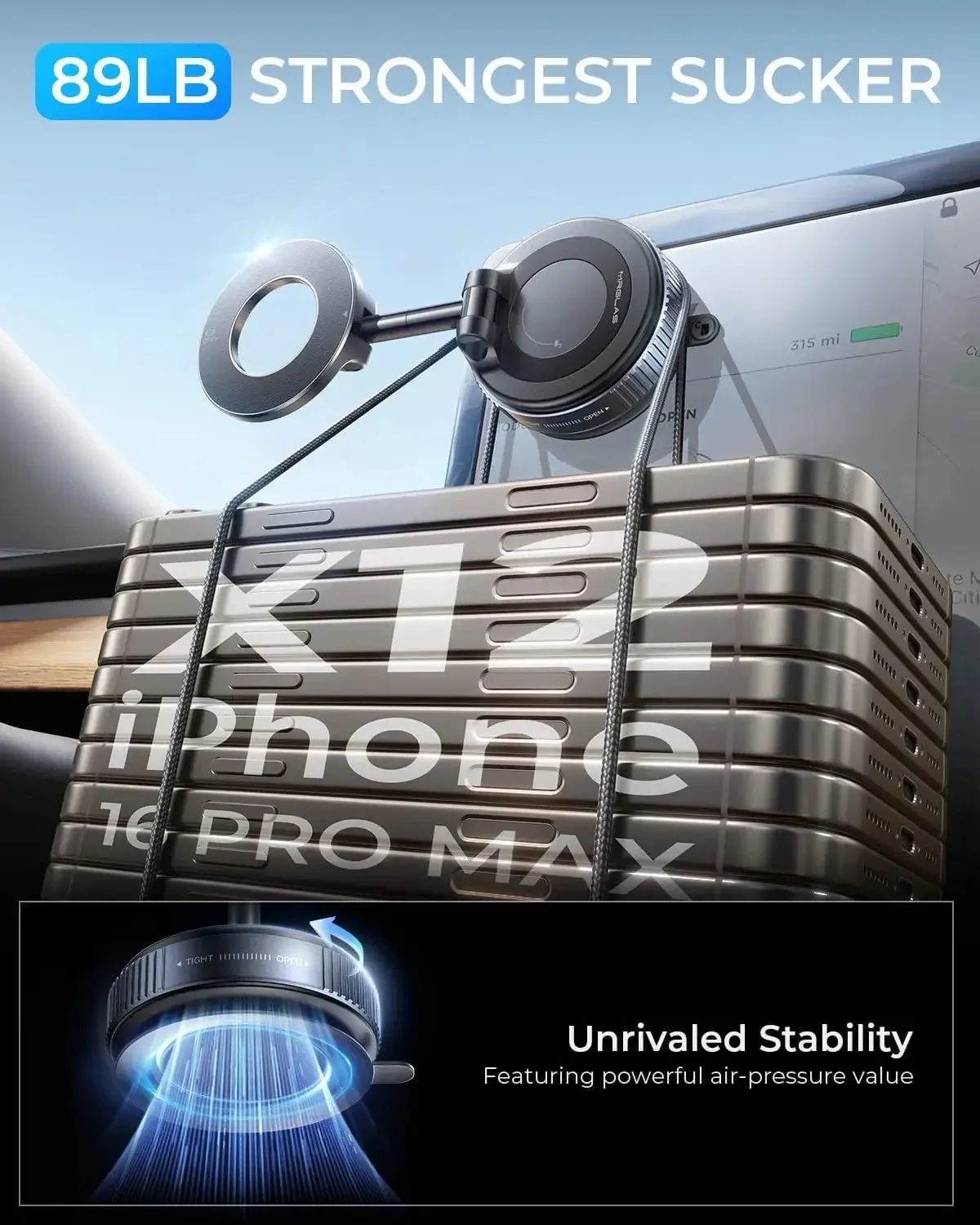 MagGrip Pro 360 Magnetic Phone Holder with Vacuum Suction Mount