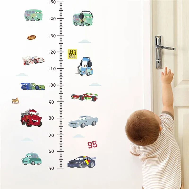3D Cartoon Cars Breakthrough Wall Decal | Lightning McQueen Racing Mural | High-Fidelity Kid's Room & Playroom Art