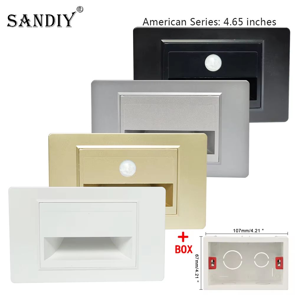 SANDIY American LED Step Light Wall Lamp with PIR Motion Sensor – Recessed Night Lighting for Stairs, Aisles and Closets