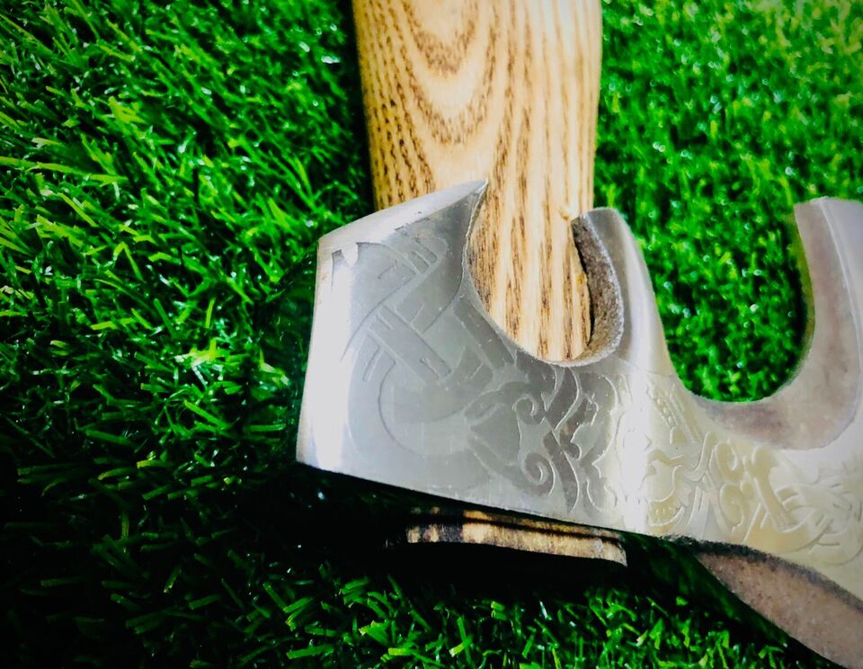 Beautiful Handmade Carbon Steel Hunting/Camping axe with leather cover
