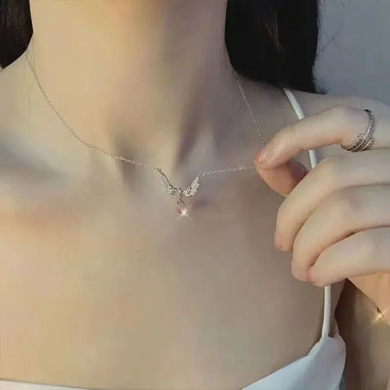 Angel Wings Moonstone Pendant Necklace