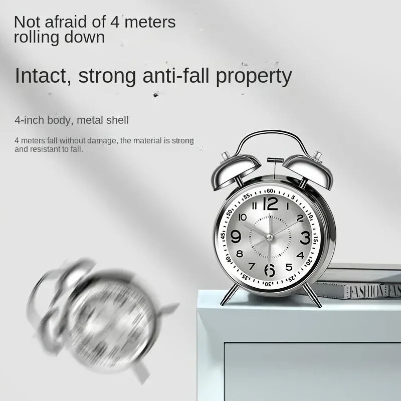 Twin Bell Night Light Alarm Clock – High-Definition Chronometric Metal Sculpture