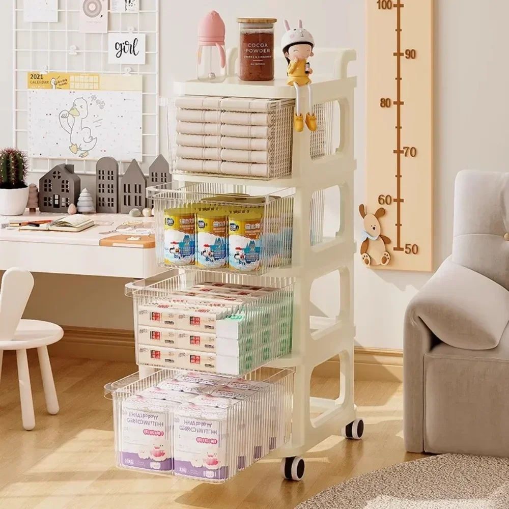 ClearGlide Multi-Tier Transparent Rolling Storage Cart – Acrylic Style Drawer Snack & Toy Organizer