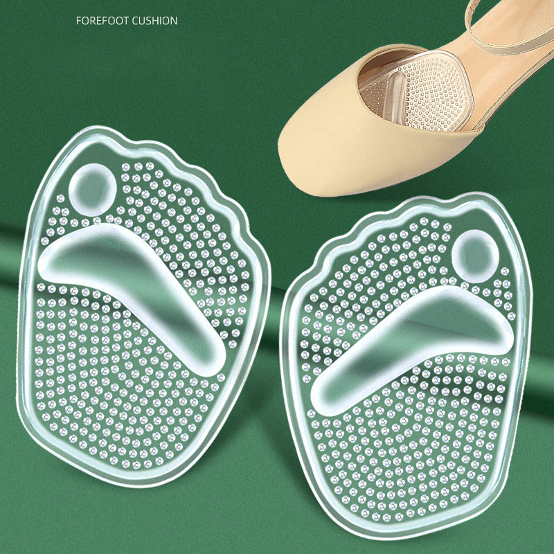 High Heel Silicone Forefoot Pads, Self-adhesive GEL Half Insoles, Anti-slip Shoe Cushion for Women Foot Pain Care