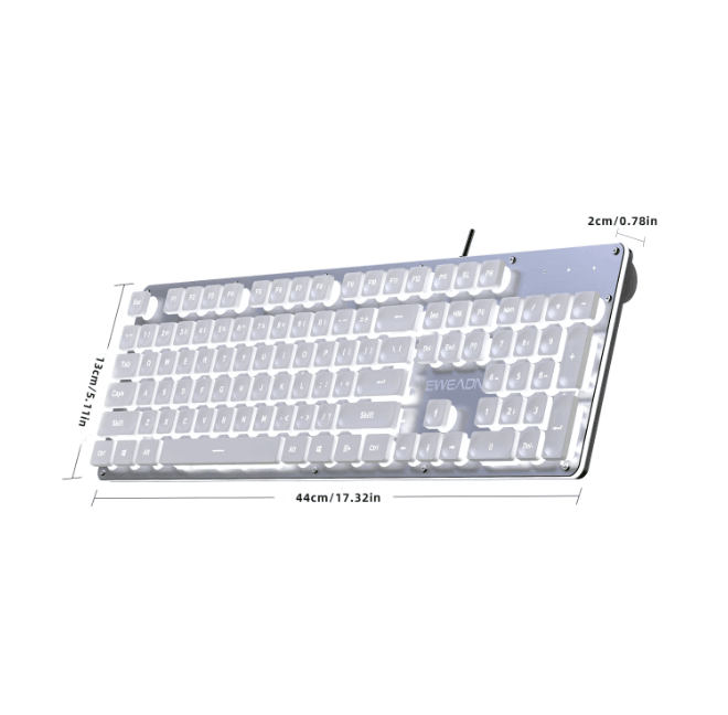EWEADN GX710S Silent Office Keyboard 104 Key Wired Metal Panel Keyboard