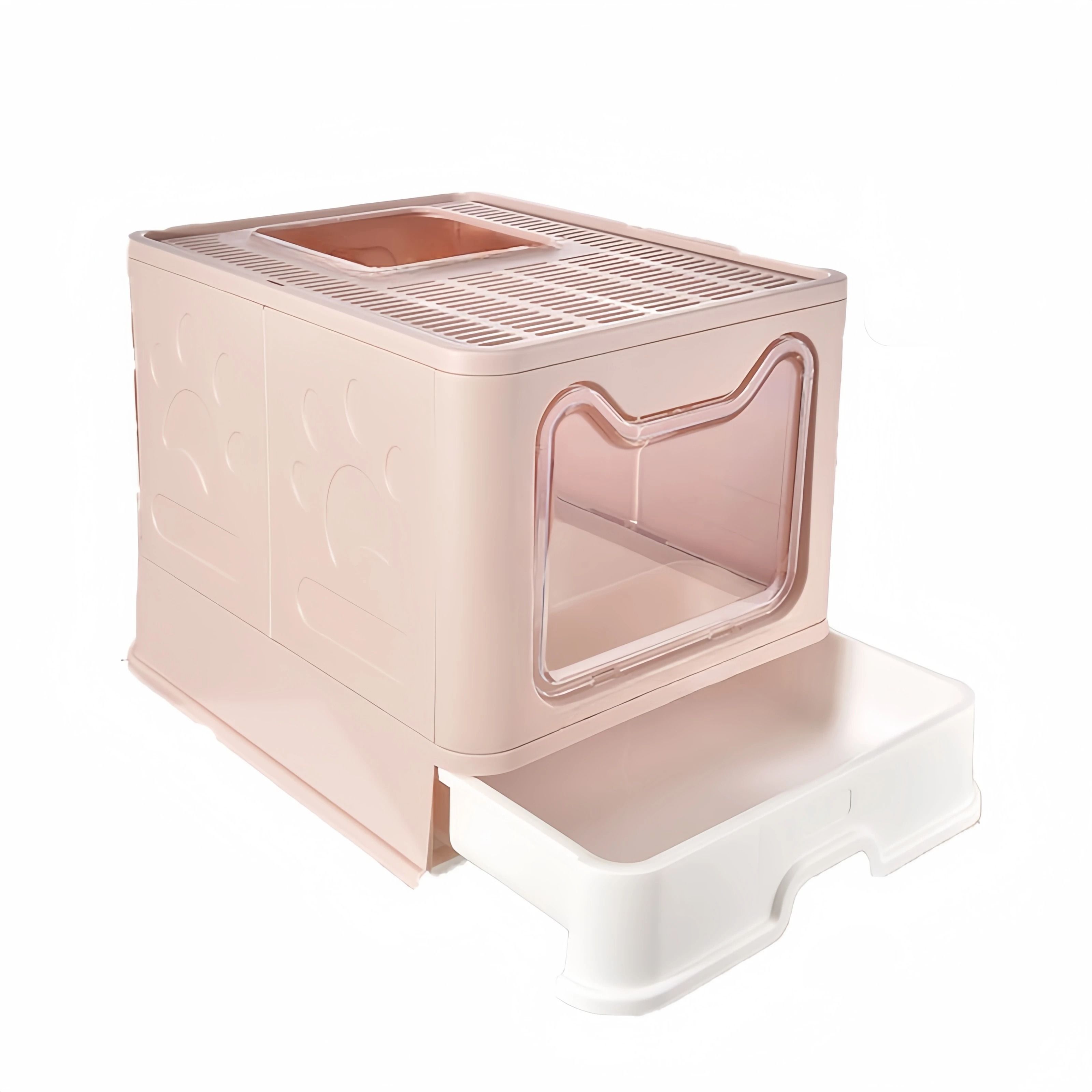 Foldable Cat Litter Box with Drawer Design and Scooper