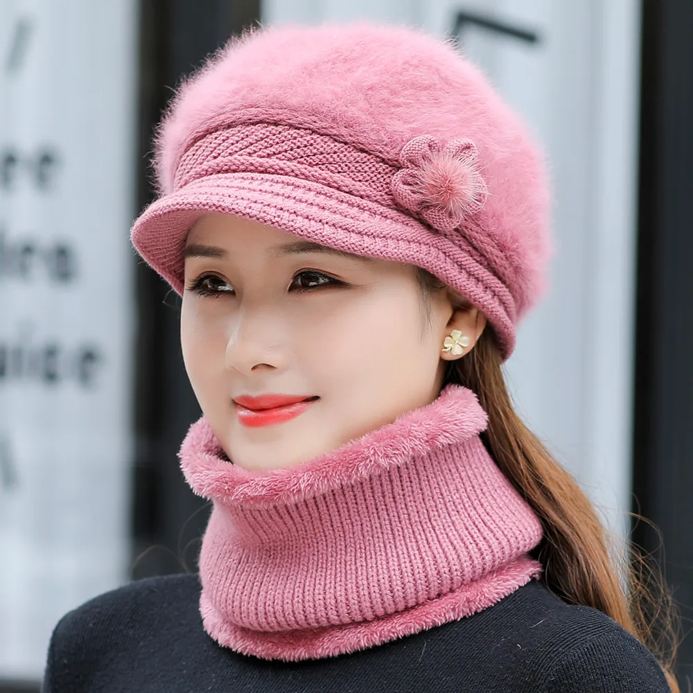 Plush Fur Lined Hat & Scarf Warm Set, Hot Sale Women Winter Hat, Keep Warm Cap