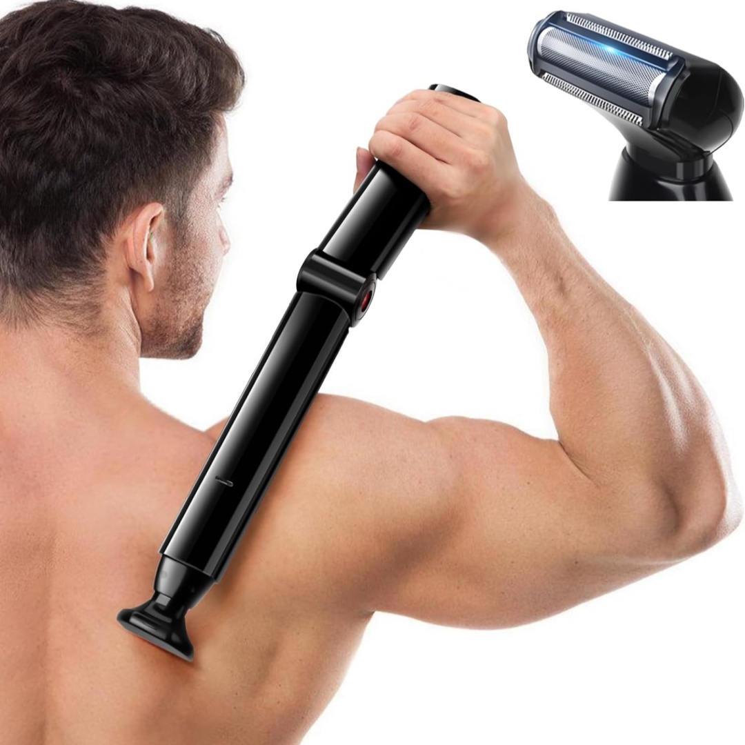 Electric Back Shaver for Men - Rechargeable, Foldable Groomer for Smooth Back Hair Removal