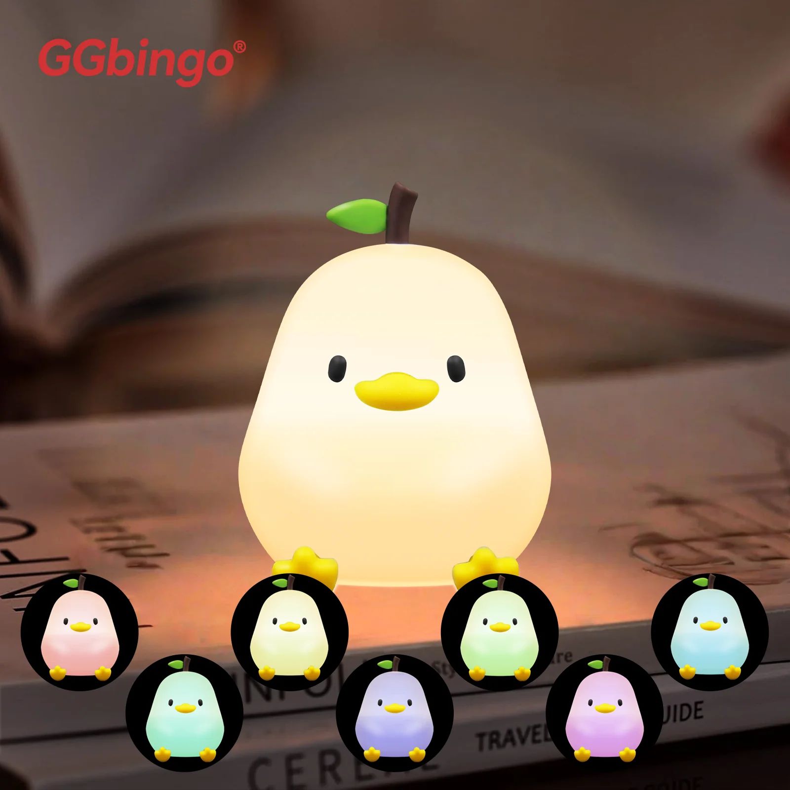 Cute Pear Duck Night Light Touch Control Silicone Lamp