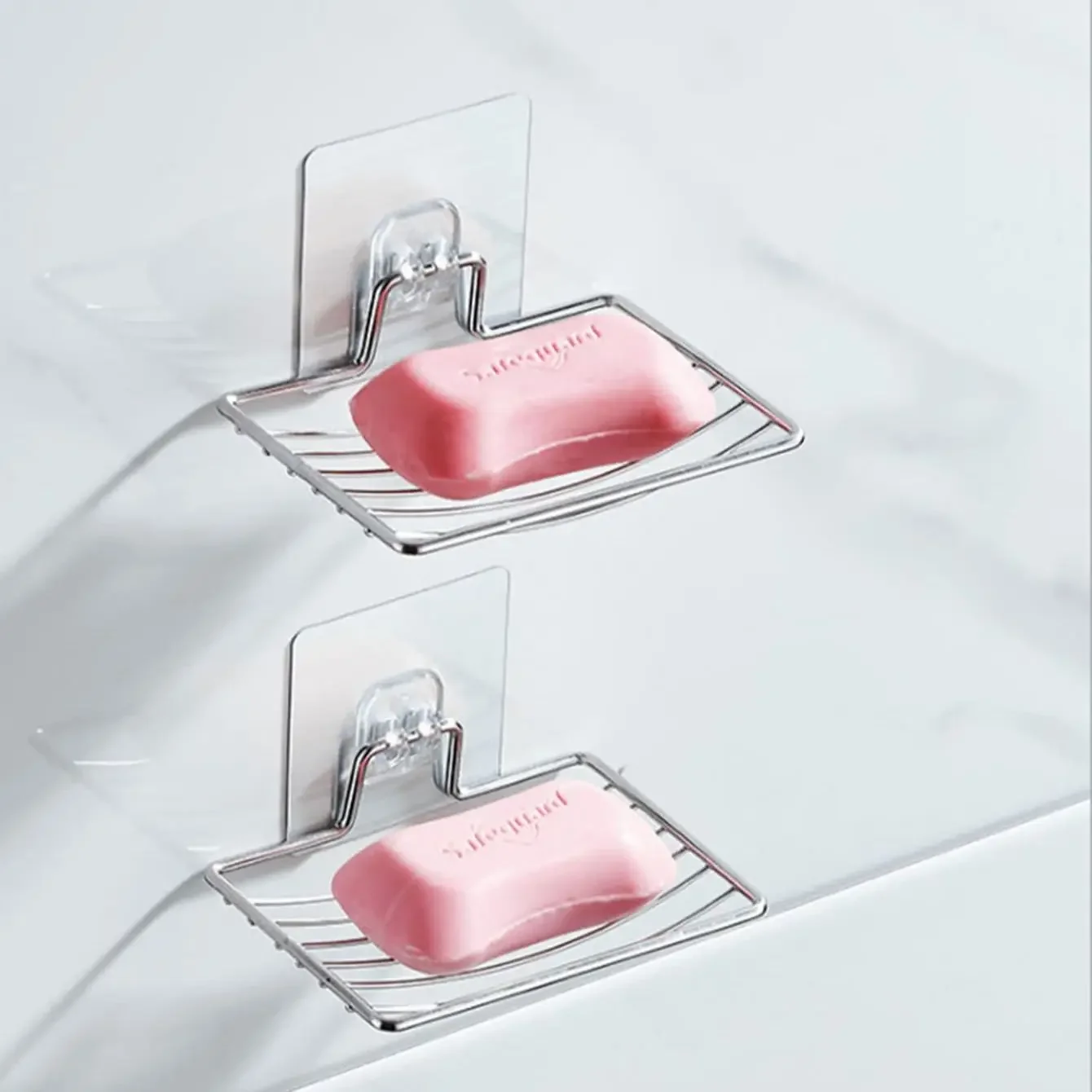 Wall mounted soap rack, drainage soap tray, stainless steel soap rack, simple soap storage rack in home bathroom