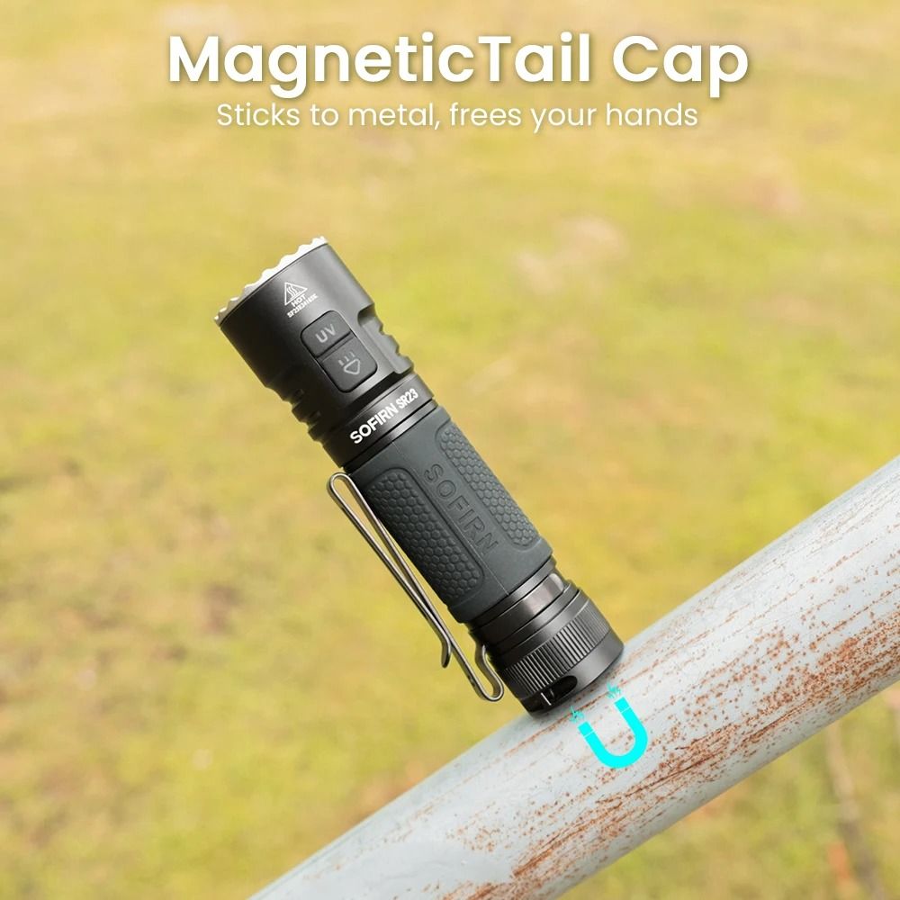 Sofirn SR23 Dual Light Flashlight 3300 Lumen White Floodlight with 365nm UV and Magnetic Tailcap