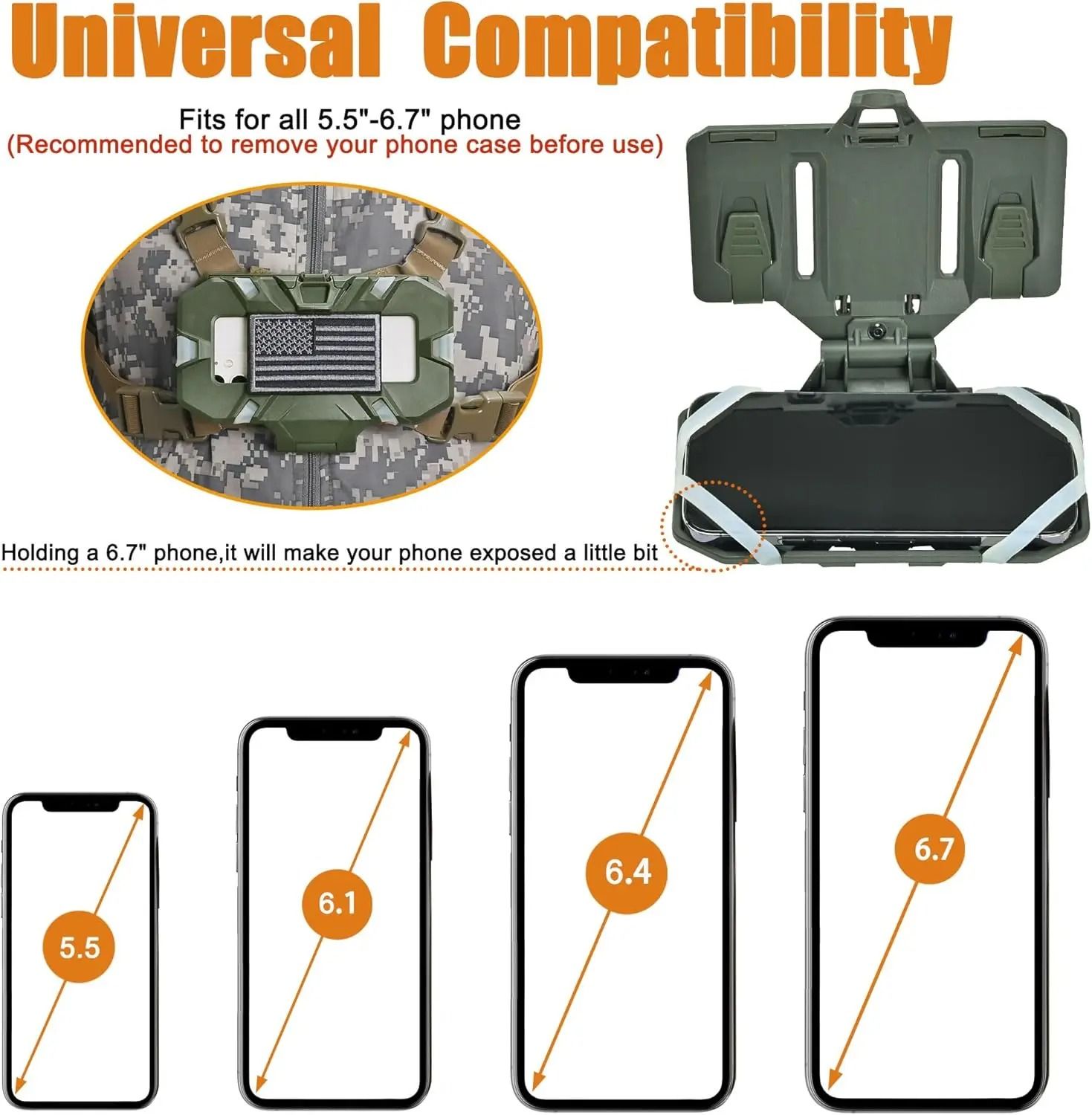 Tactical MOLLE Phone Holder with Folding Navigation Board Mount
