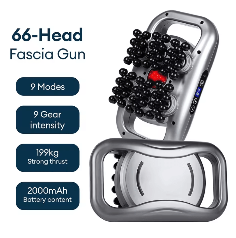 66-Head High Frequency Massage Gun – Fascia Vibration Body and Deep Tissue Massager