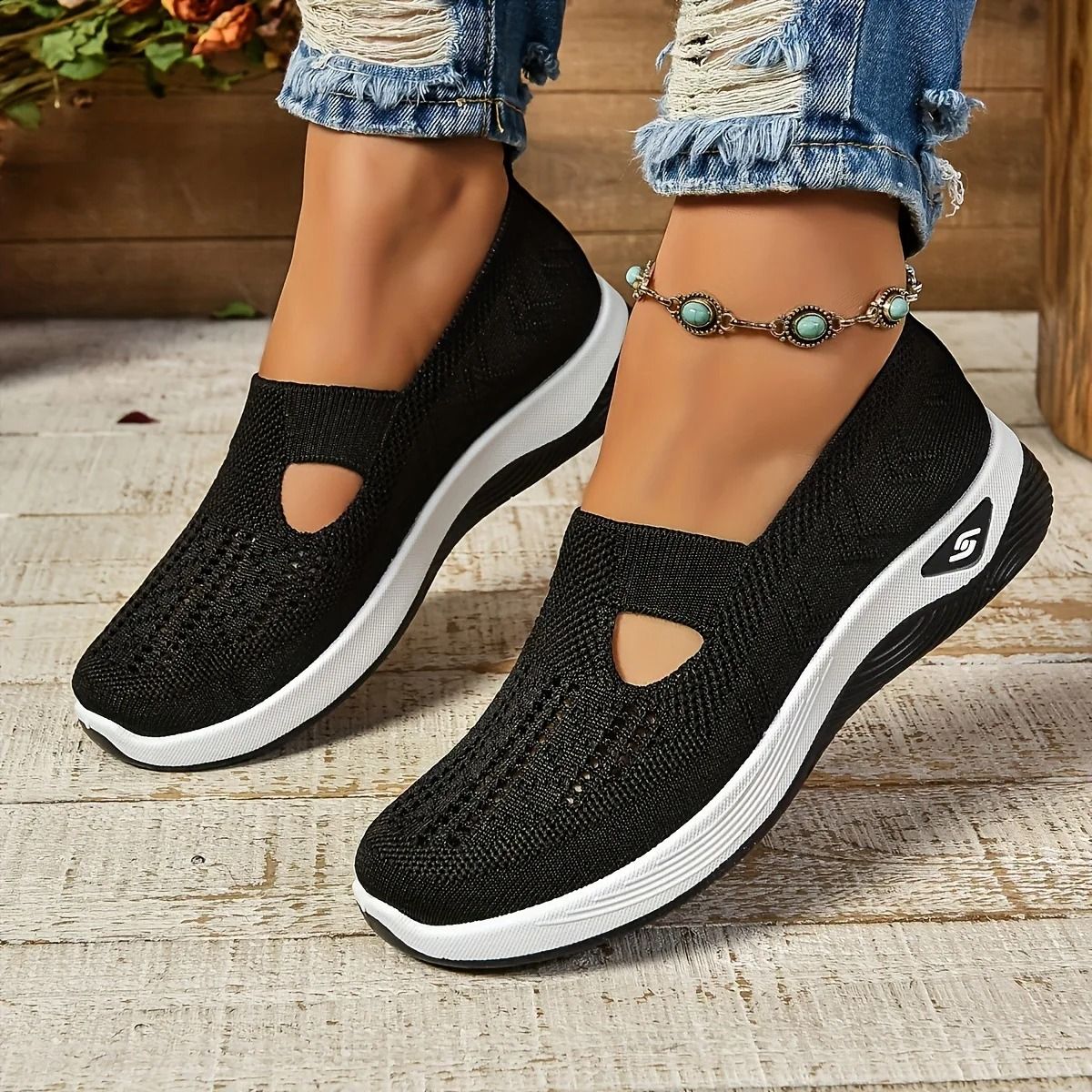 Summer Women Sneakers Breathable Slip On Walking Shoes