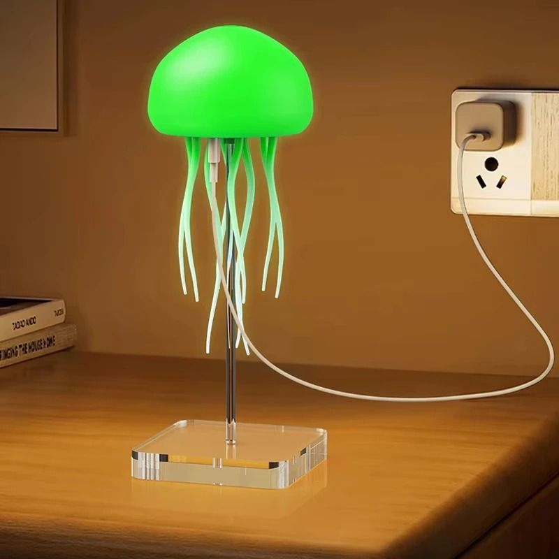 Cartoon Jellyfish 3D LED Night Light Voice Controlled RGB Table Lamp