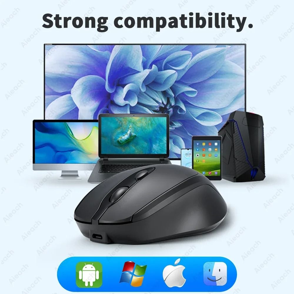 Rechargeable Dual Mode Silent Wireless Bluetooth Mouse Ergonomic Design