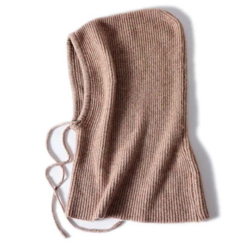 Winter Wool Balaclava Beanies for Men and Women, Soft Warm Knitted Neck Face Protect Hooded Hats, Drawstring Skullies