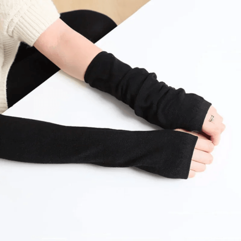 Knitted Long Fingerless Gloves Warm Arm Warmers
