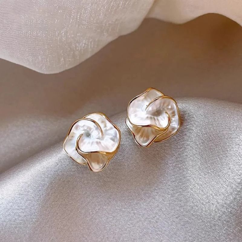 Delicate Camellia Flower Stud Earrings
