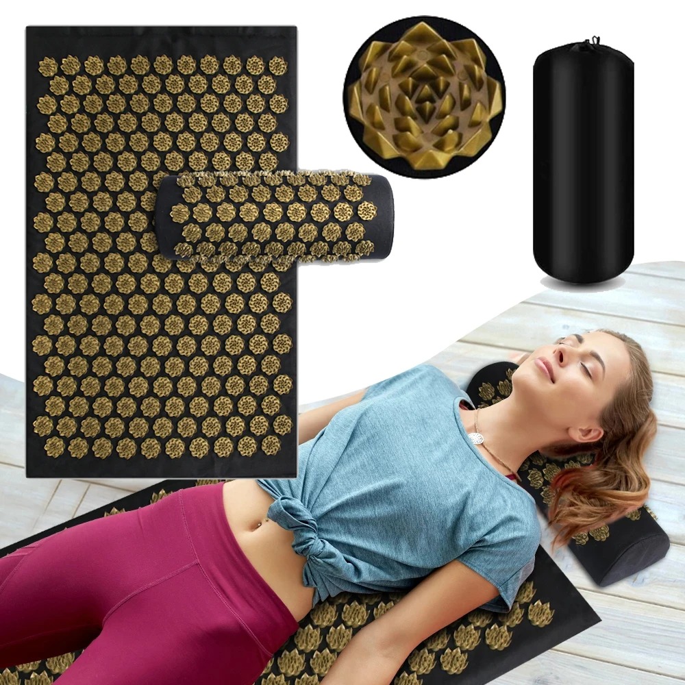 Acupressure Yoga Mat & Pillow Set – Kuznetsov's Spike Massage Cushion for Relaxation & Pain Relief
