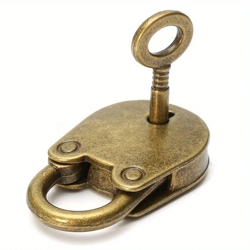 Old Vintage Style Metal Lock with Key, Mini Antique Padlock, Decorative Retro Lock for Jewelry Boxes, Crafts, Gifts