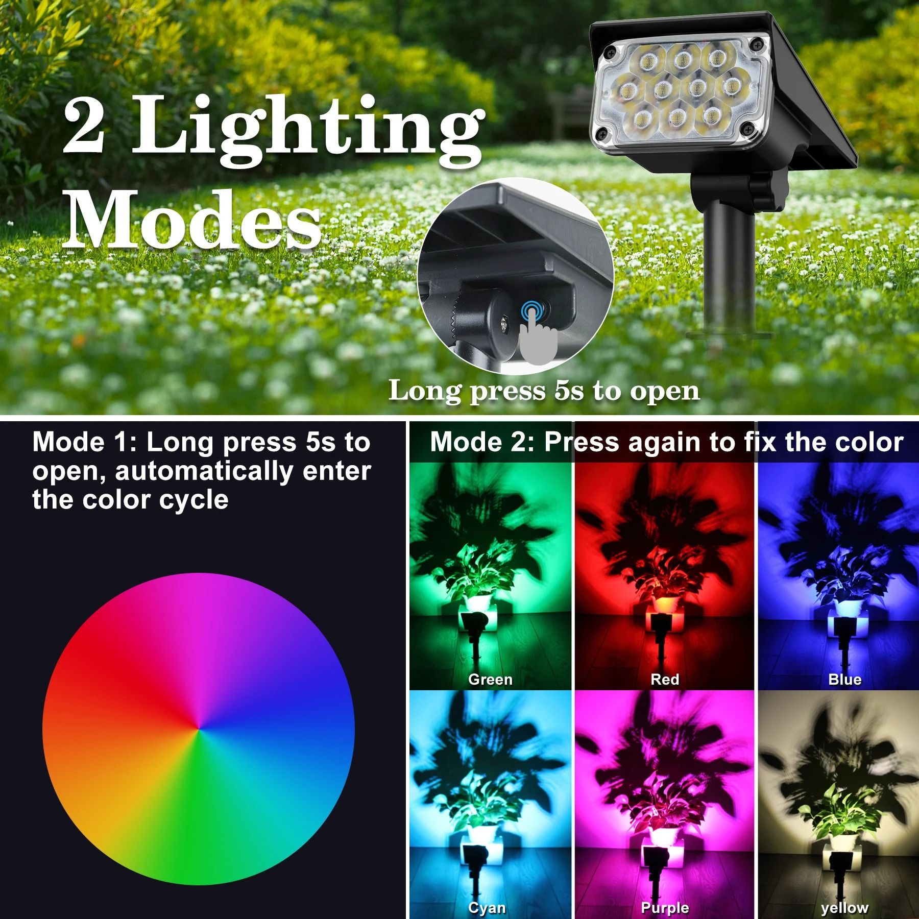 Adjustable Solar Powered Outdoor Garden Spotlight