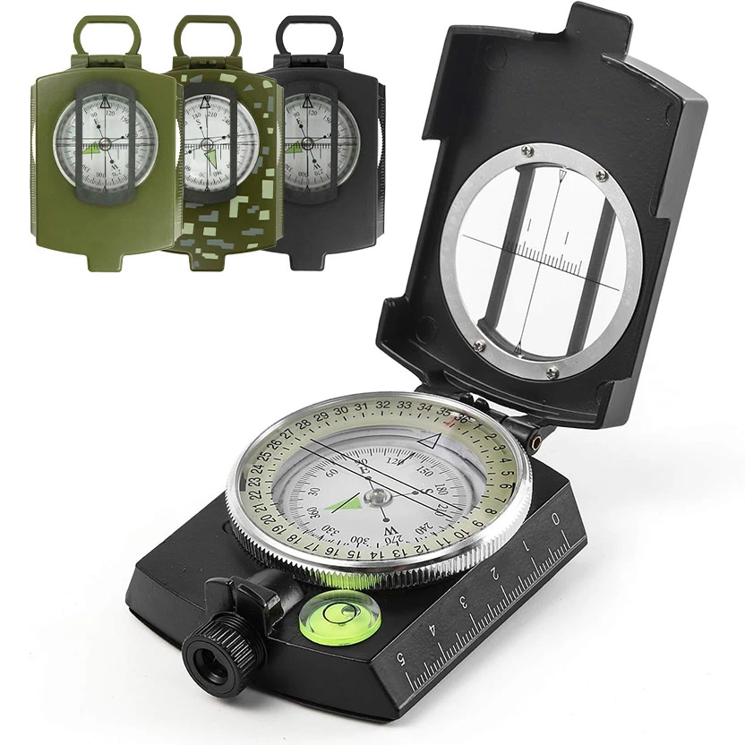 Tactical Survival Compass  High Precision Metal Sight Compass with Luminous Dial for Outdoor Hiking, Climbing, and Geol