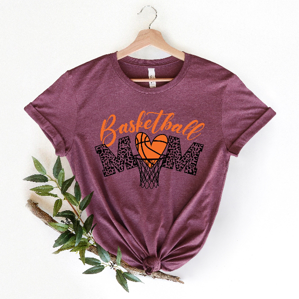 Basketball Mom Leopard Shirt Game Day Mom Tee Gift
