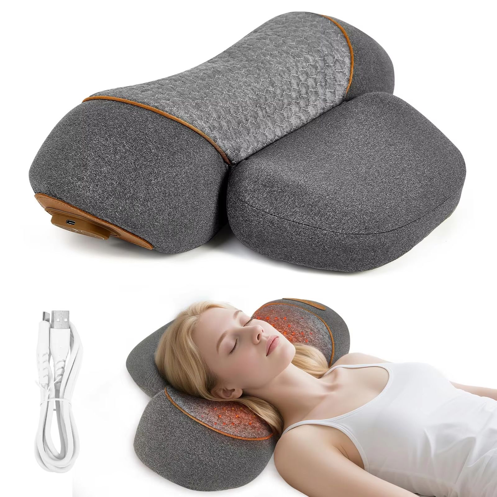 3-in-1 Heated Neck Massager Pillow with Traction and Deep Tissue for Posture Support