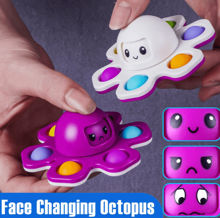 Face-Changing Push Pop Fidget Spinner – Sensory Stress Relief Toy for Kids