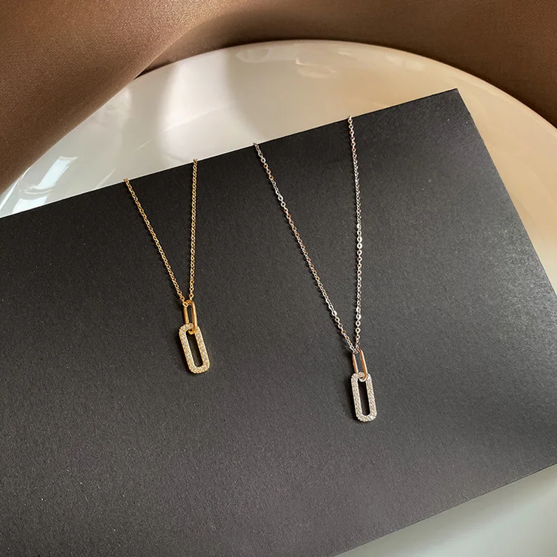 Sterling Silver Geometric Crystal Choker Necklace for Women Gold Plated Elegant Jewelry Gift