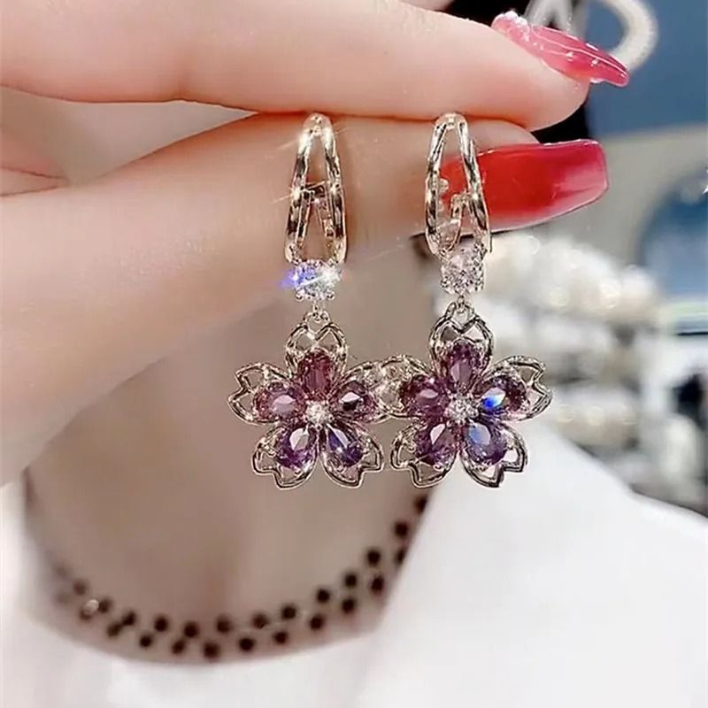 Elegant Crystal Leaf Drop Earrings