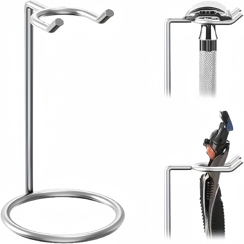 Stainless Steel Shaver Stand for Men, Razor Holder, Manual Shaver Display Rack, Portable Long Handle Shaver Storage