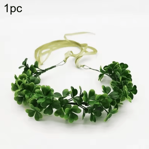 Clover Wreath Headwear – St. Patricks Day Lucky Grass Hair Accessory for Photography & Festive Decor